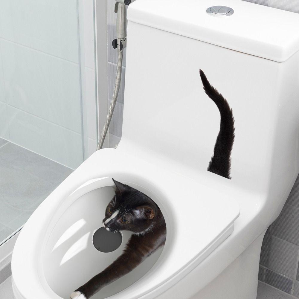 Odnímatelná samolepka na zeď Vtipná kočka Decal na WC sedátko Kreativní WC samolepka