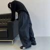 Amerikanische Retro-Schwarze und Blaue Vertikal gestreifte Säbel Premium Weitbeinige Hosen Herren Freizeit Locker und Vielseitig Bodenwischende Hosen Herren und Damen