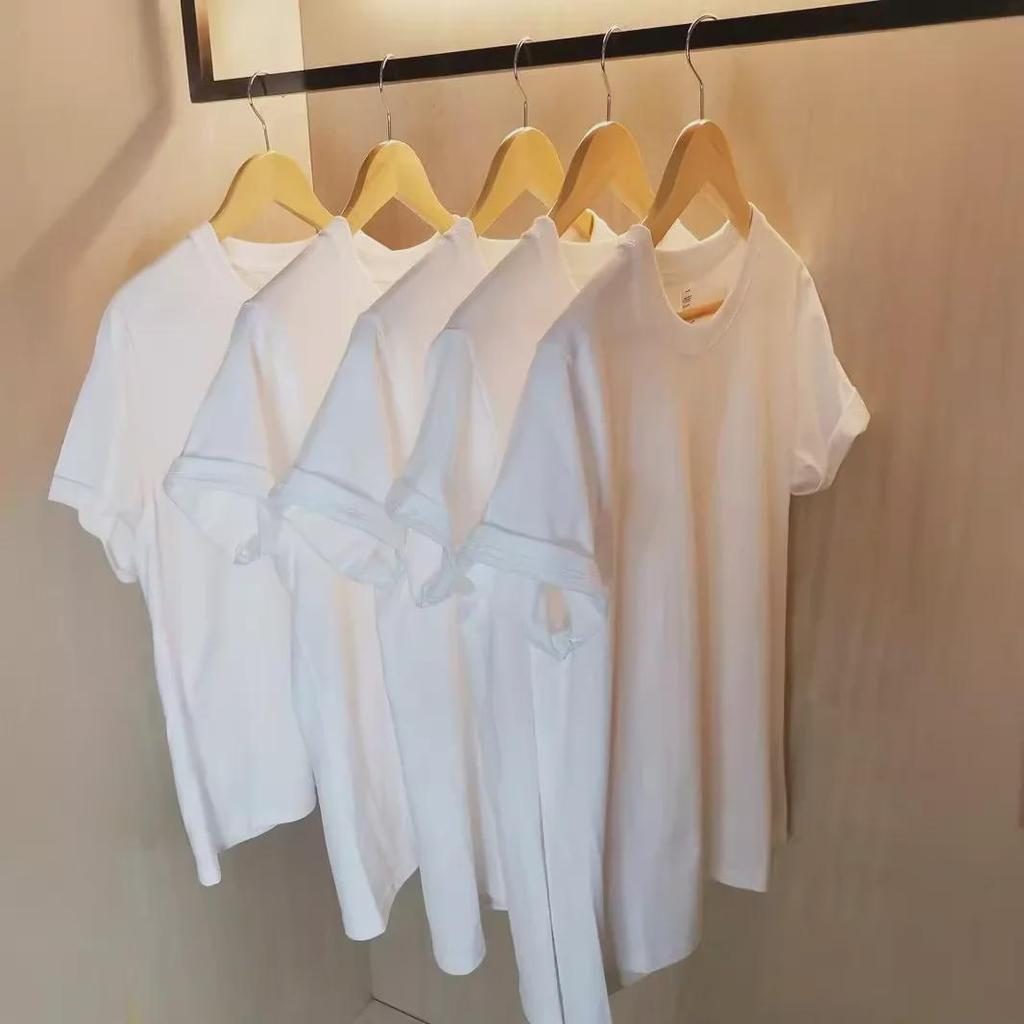 Unisex 200g Japanese Heavyweight Cotton Short-Sleeve T-Shirt - Solid White Blank for Men & Women, Trendy Brand