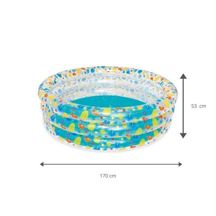 Dětský nafukovací bazén - Bestway - Transparentní Tropical Play - Kulatý - 170x53 cm - Odolný vinyl - Vícebarevný