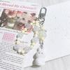 Cute Flocked Bunny Keychain Mobile Phone Chain Flower Pendant Bag Accessory For Girls Women Jewelry