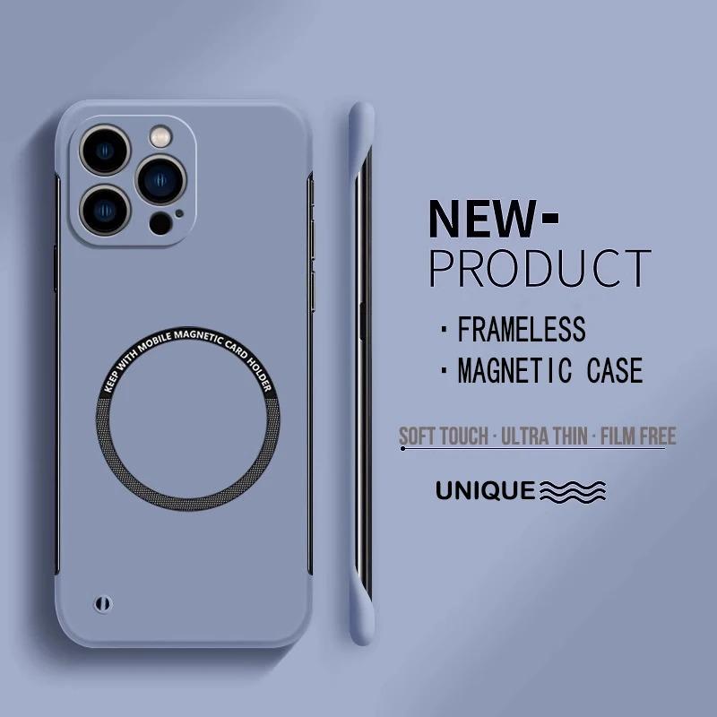 Coque de téléphone magnétique ultra fine rigide en PC sans cadre pour Magsafe iPhone 17 16 15 14 Pro Max 13 Mini Air 16e Couleur Mate Housse Unie