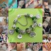 Silver Tree of Life Bead Bracelet with Green Leaf Floral Crystal Charm Fashion Jewelry for Women