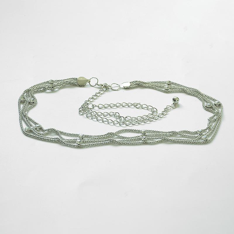 Sailor dance waist chain women s k-stylefashion diamond double layer silver belly dance waist chain 60-80cm серебряный