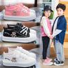 Kids Canvas Sneakers Boys Girls Breathable Low-Top Casual Shoes With Hook Loop White Black Pink