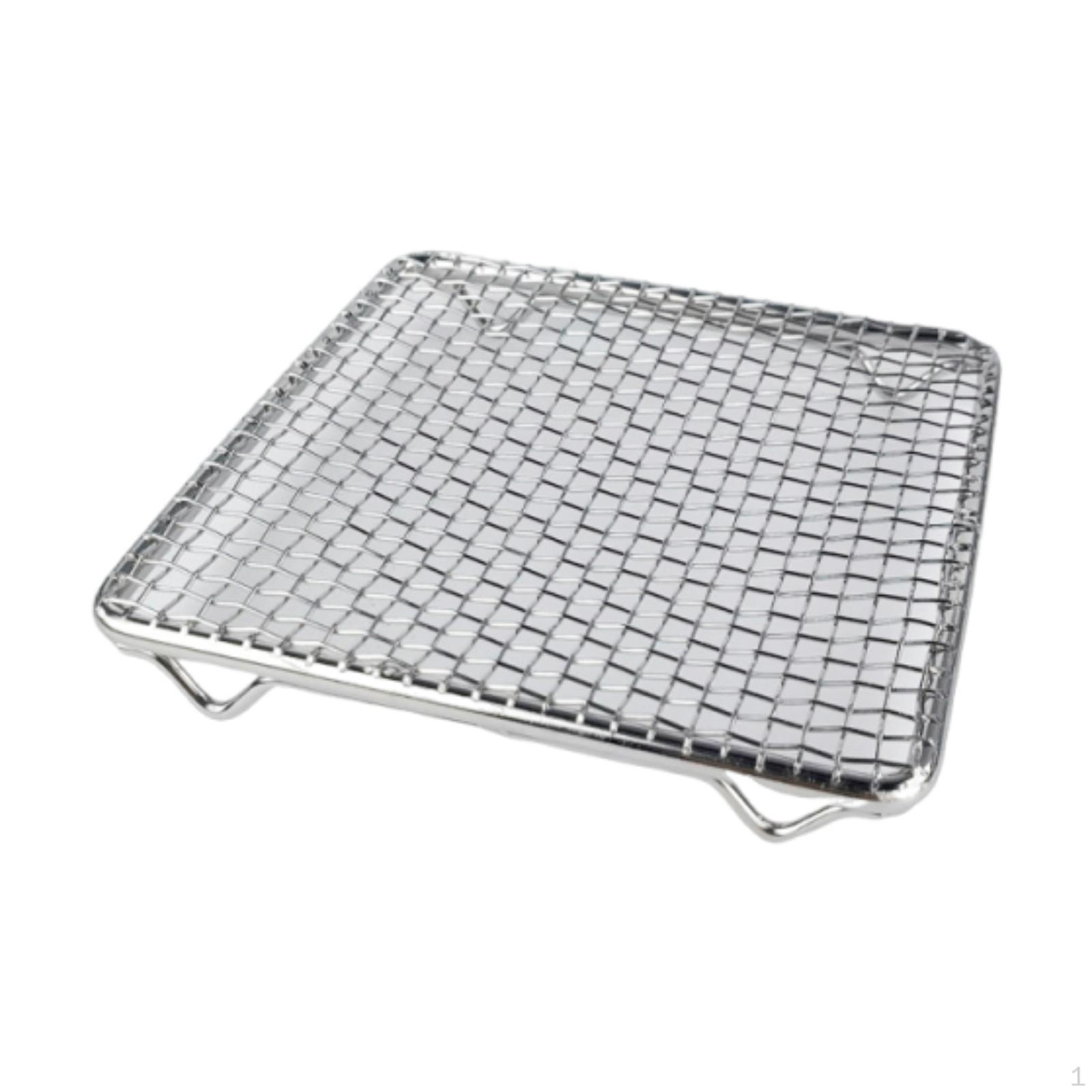 

Barbecue Grill Mat Stainless Steel Frying Mesh Non Stick Square Rack Heat Resistant Net for Oil 13cmx13cmx1.5cm