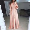 Womens Lady Casual Fashion Long Sleeve Lapel Maxi Long Dress Solid Shirt Dress