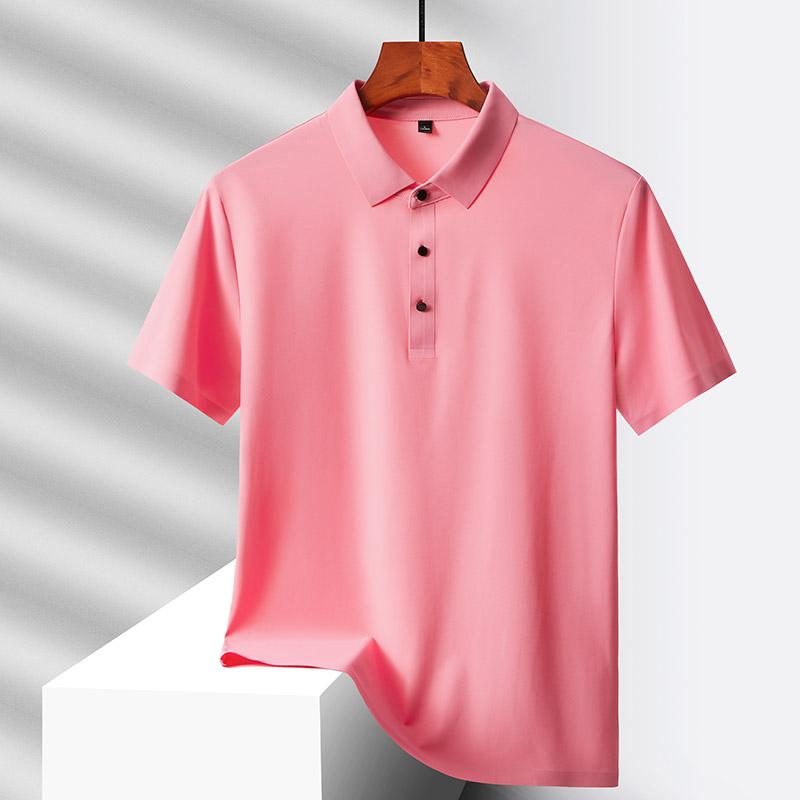 Dad's Summer Clothing Middle-aged Men's Short Sleeved T-shirt Summer Ice Silk Quick Drying Polo Shirt