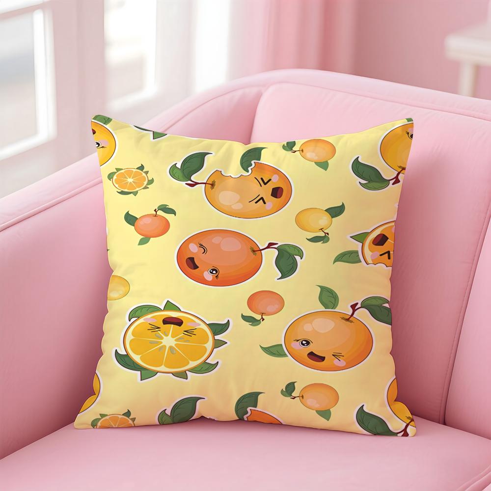 Fashionable Fruit Print Pattern Art Cushion Cover Pillowcase Short Plush Invisible Zipper Room Sofa Cushion Cover