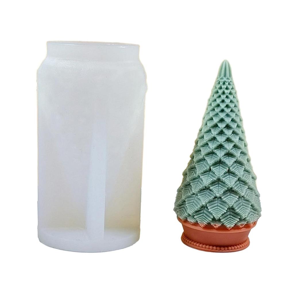 3D Christmas Tree Candle Mold Silicone Mould for Candle Making Handmade Soap Fondant Cake Epoxy Resin Mold DIY Craft