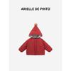 French Arielle De Pinto Girls' Outwear, Autumn and Winter Style, Fashionable and Stylish Little Red Hooded Quilted Jacket