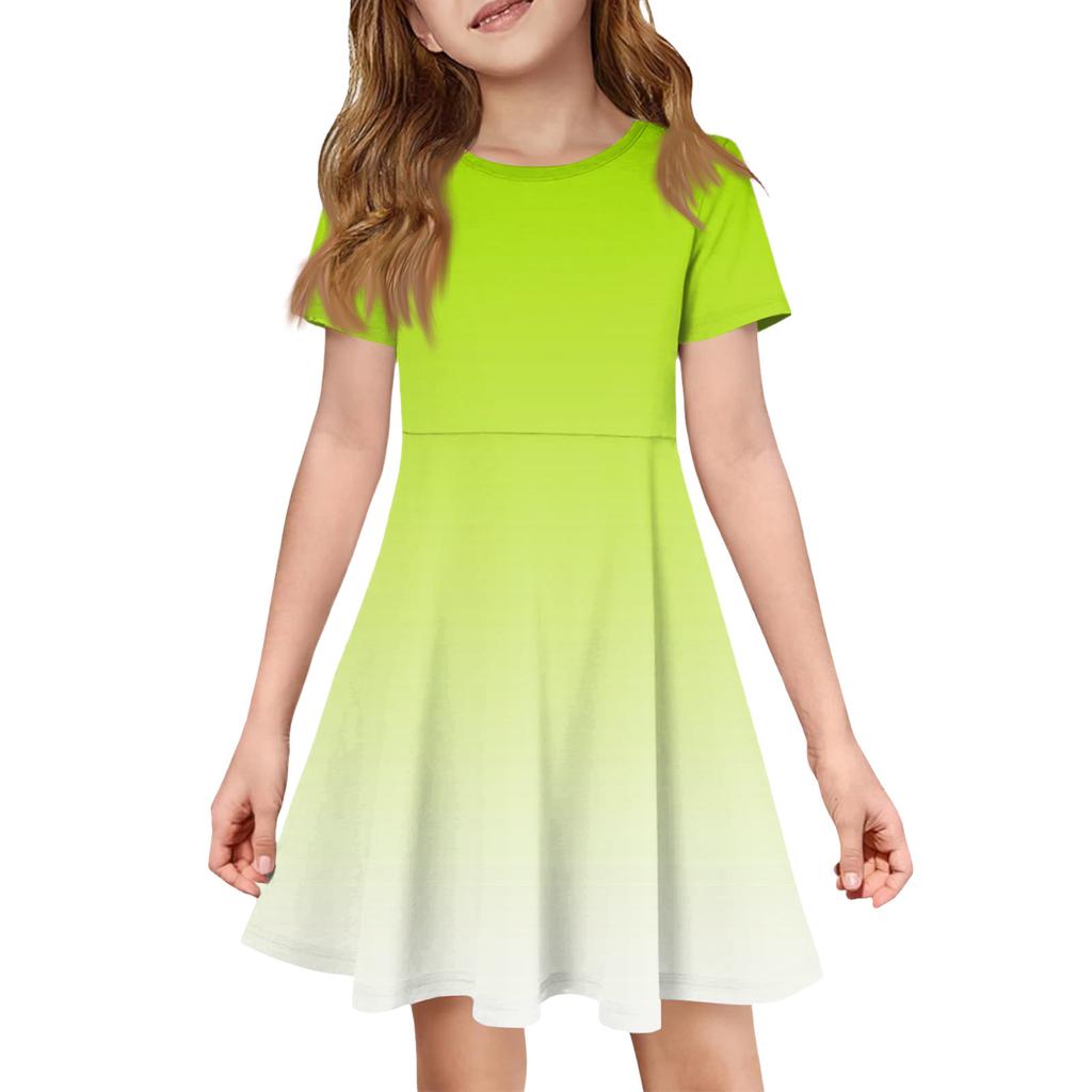 Girl Summer Dress Color & Print Short Sleeve Dress With Pocket Casual Dress Shorts Sleeve Party Dress Easter Day