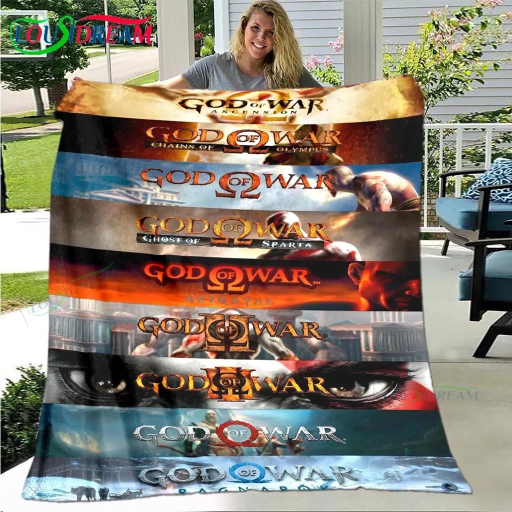 3D Game God of War Pattern Blanket Star Art Flannel Thin Blanket Portable Home Travel Office Lunch Break Blanket Birthday Gift