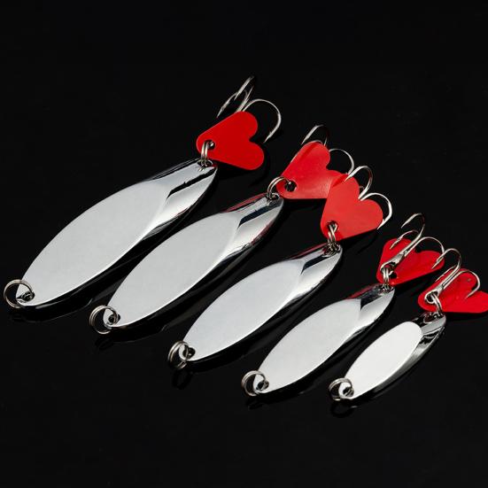 5Pcs Fishing Spoons Fishing Lures Compact Portable Casting Spoon Treble Hooks Jigs Hard Metal Spinner Baits for Freshwater Saltwater