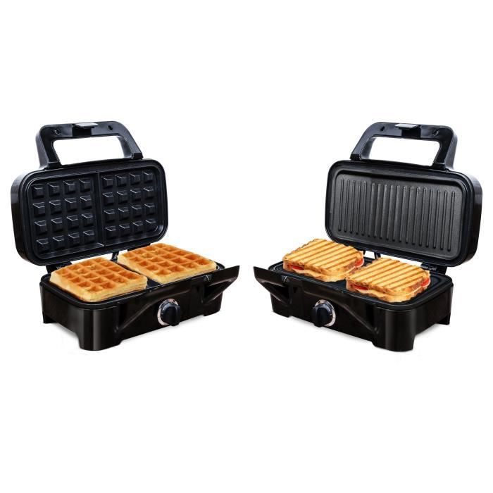 Gaufrier LITTLE BALANCE - Speed'n Mixt - 2 Plaques Interchangeables - Ouverture 180°C - 1200 W