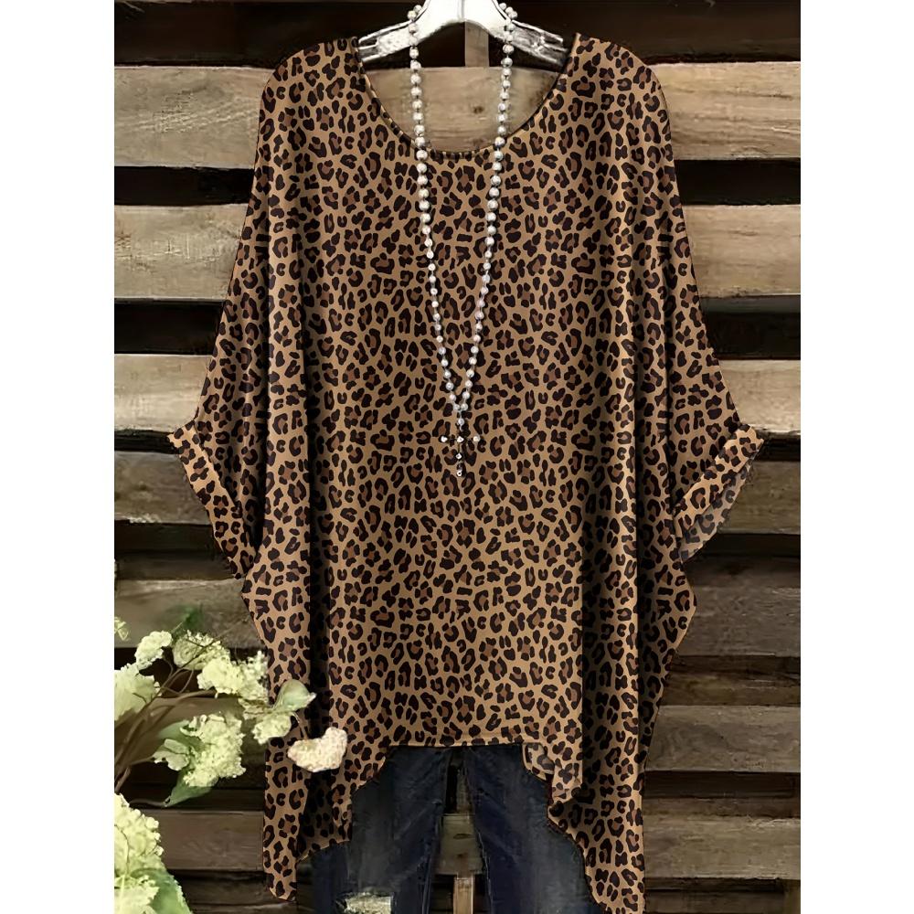 Vintage Women's T-Shirt Plaid Stripe Pattern Printedasymmetrical Hem O-Neck Short Sleeve Top Casual Fashion Street Outdoor Tops