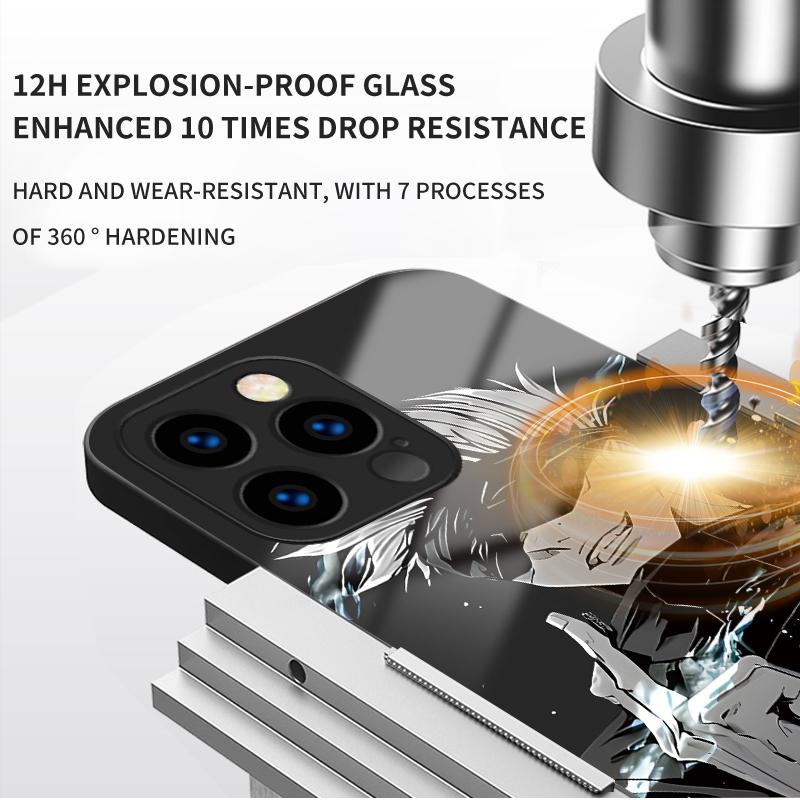 Tempered Glass Casing Jujutsu Kaisen Gojo Satoru Printed Cartoon Protective Cover Soft Case Shell for Xiaomi Redmi