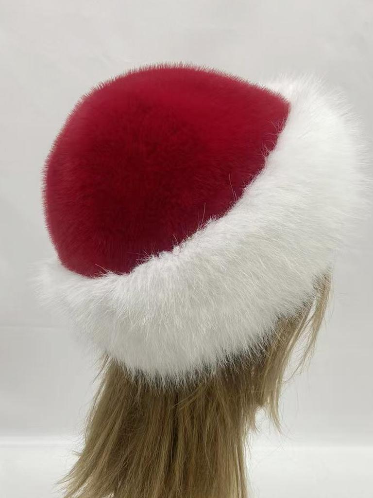 Chapéu de inverno para mulheres, chapéu de balde fofo de pele sintética para mulheres, chapéu de balde de pelúcia luxuoso e grosso de pele de neve, boné panamá macio