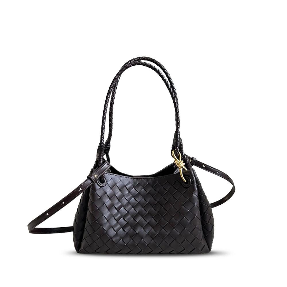 Nuova borsa a secchiello media in pelle di paracadute intrecciata portatile popolare transfrontaliera da sotto l'ascella alla moda borsa a tracolla messenger da donna