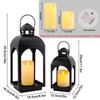 Vintage Set Of 2 Candle Lantern Black Metal Outdoor Lanterns Centerpieces for Patio Front Porch Wedding (Candles Included)