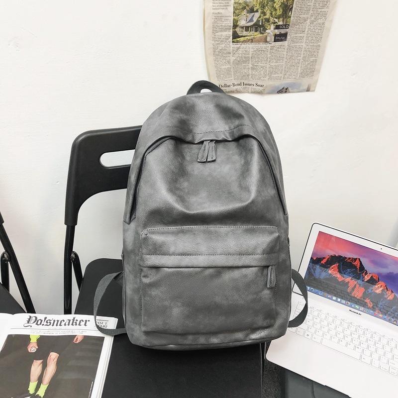 Pu Soft Leather Schoolbag Female Japanese College Students Leisure Travel Backpack Male Fashion Large Capacity Leisure Computer Backpack
