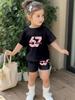 Summer Italian Brainrot 67 Six Seven Cartoon Print Sports Children's Set Short Sleeved Shorts 2PCS Set Girls Casual T-Shirt Set