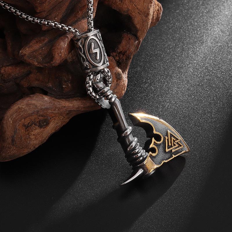 Creative Mens Stainless Steel Axe Pendant Alloy Necklace Jewelry Long Accessories Women