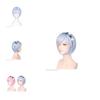 Premium Women Short Ram Rem Cosplay Wig With Stylish Adornment And Heat Resistant Synthetic Bob Hair