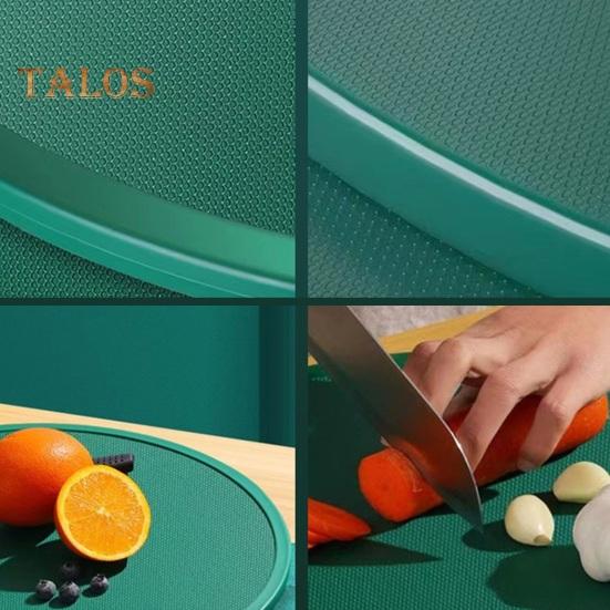 Round Chopping Board with Grinder Groove Double-sided Standing Food Grade Anti-slip Easy To Clean Vegetables Fruits Meat Cutting Board Kitchen