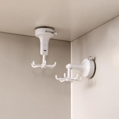 Kitchen Suction Cup Rotating Hook Plastic Rotatable Drill Free Cookware Spatula 6-Claw Suction Cup Wall Mounted Storage Hook