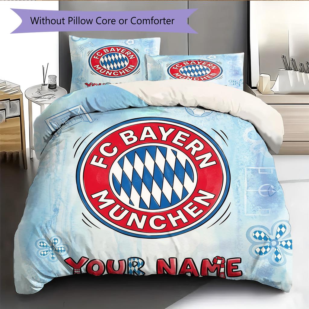 Custom Name FC Bayern München Pattern Bedding Quilt Set Home Decoration Gift (1 * duvet cover + 2 * pillowcase without core)