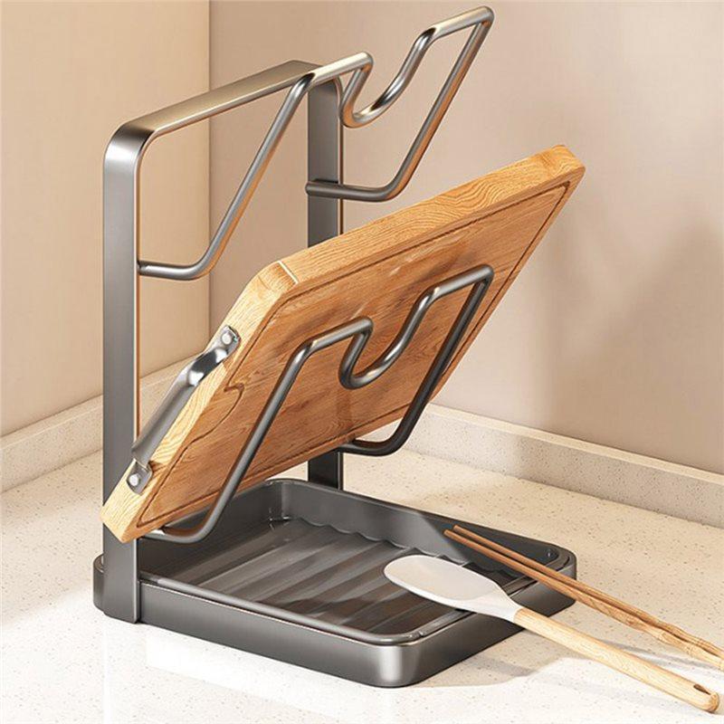 Multi-Functional Kitchen Storage Rack For Pot Covers, Spatulas, And Cutting Boards