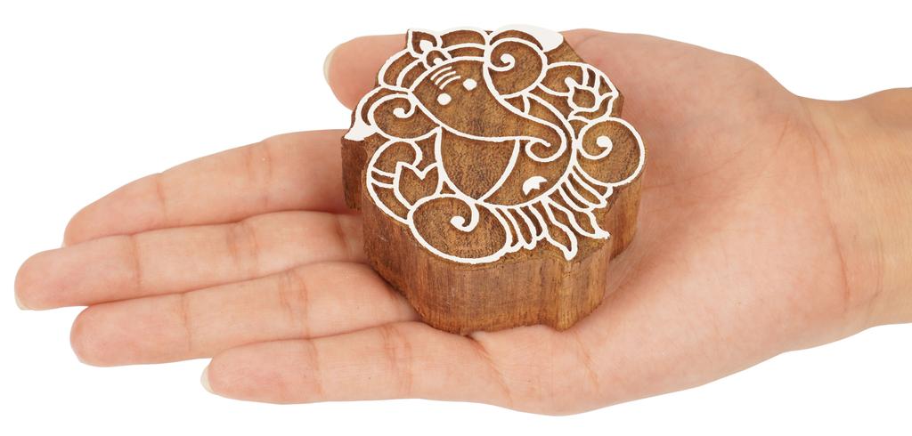 IBA Indianbeautifulart Textile Printing Block Lord Ganesha Hand Carved Wooden Stamp Wood Block Printing Textile Stamp For Fabric   Pottery Blocks- 2.5