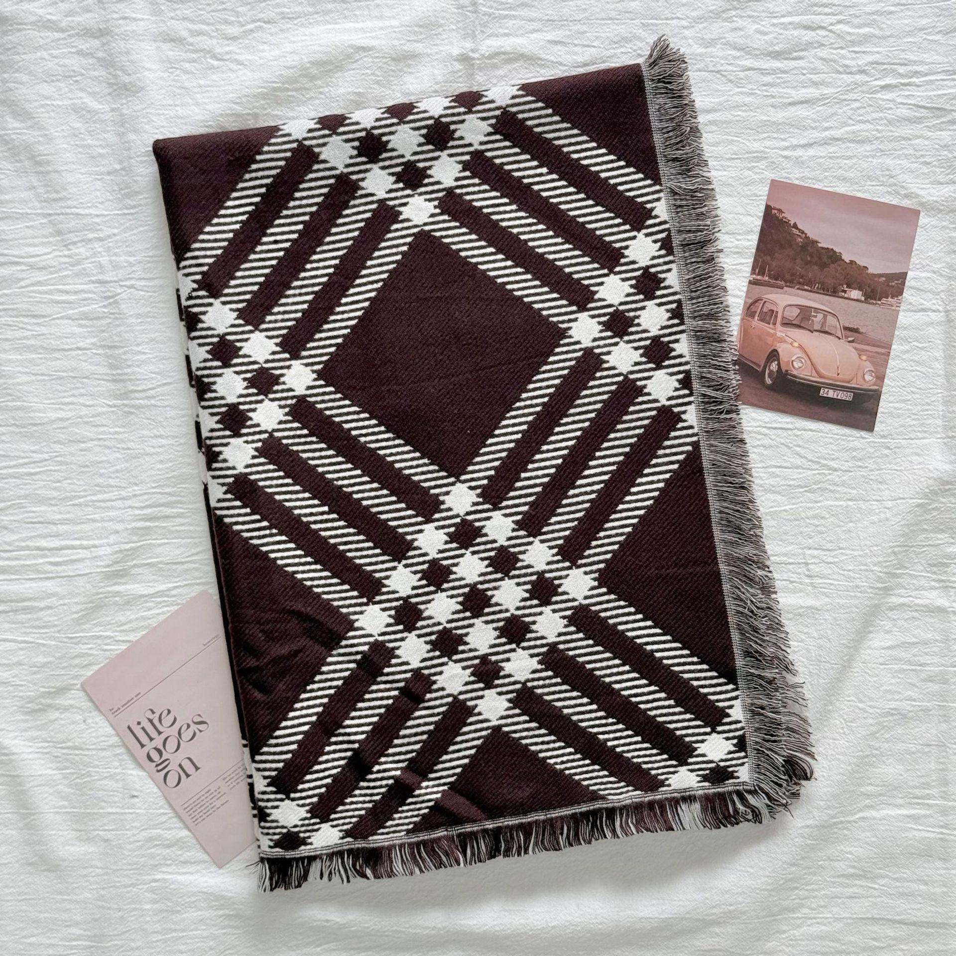 

2025 Korean Style Women s Imitation Cashmere Plaid Scarf - Warm, Versatile Shawl & Neck Warmer