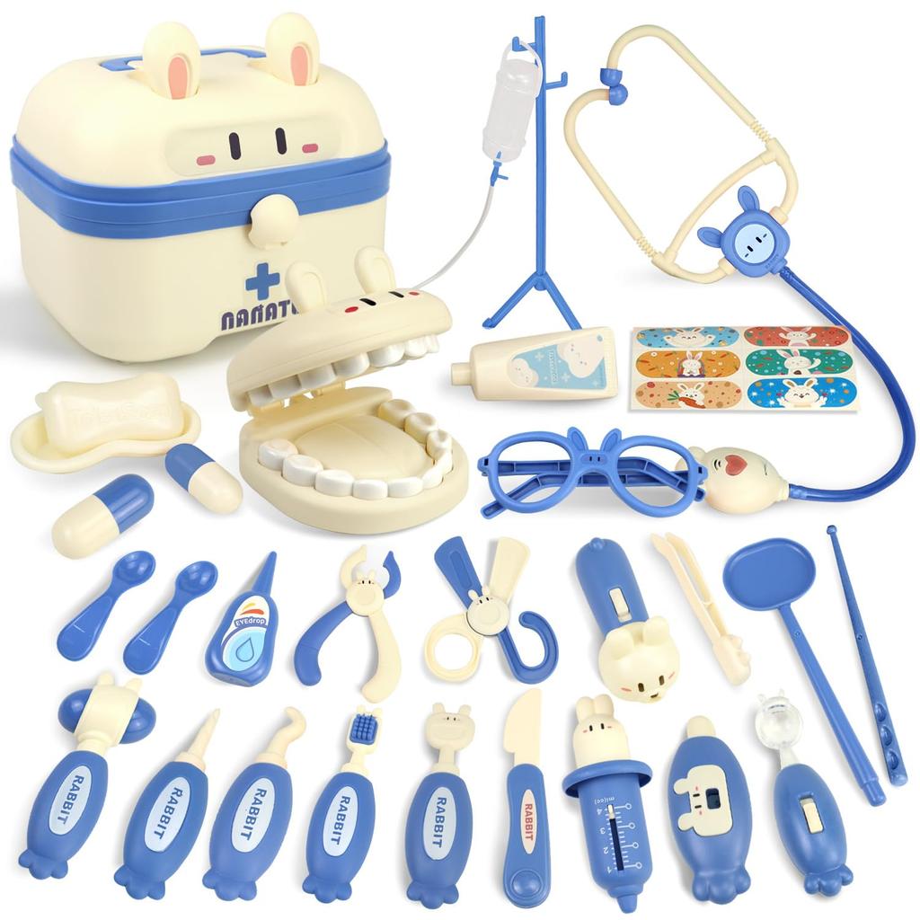 CORPER TOYS Pretend Doctor Doctor Set Toys Play House 27 Piece Set Pretend Play Mini Doctor Role Play Diagnosis Tools Stethoscope Toy Storage Case