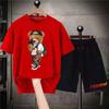 Korean Brand Bear Print T-shirt Men's Cotton Short-sleeved Oversized T-shirt Hip-hop Retro Suit Unisex Free Shipping