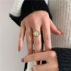 INS Style Oval Roman Arc White Shell Mother-of-Pearl Ring - 18K Gold-Plated Retro Titanium Steel