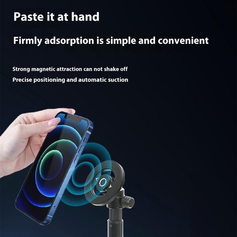 Magnetic Phone Tripod Mount Adapter with 1/4" Screw Holes Magnet Phone Tripod Stand Ball Head Adapter