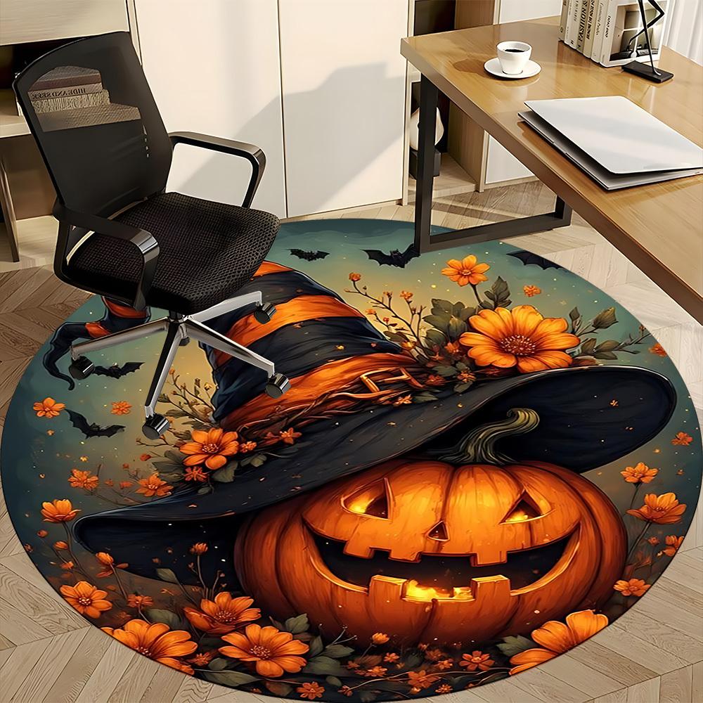 1pc Halloween Pumpkin Hat Chair Carpet for Office, , Non-slip Carpet, Very Suitable for Offices, farmhouses,Outdoor Carpet Yy251120069