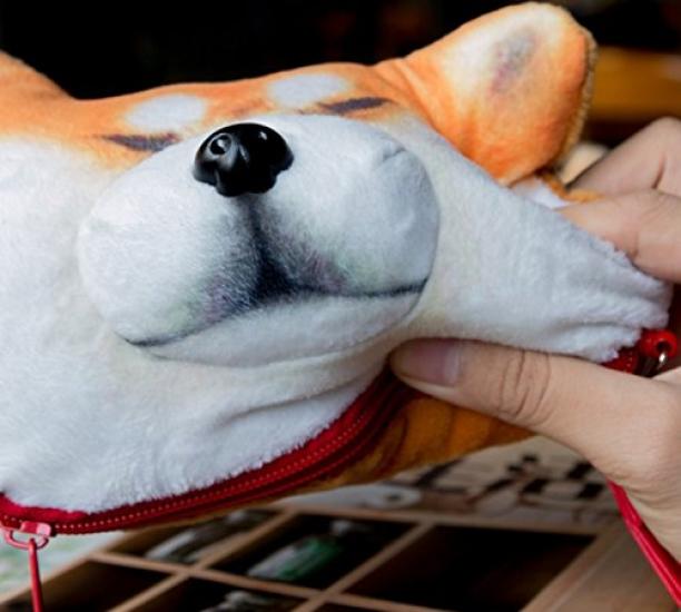 Soft and Fluffy Shiba Inu Pouch Want To Go To the with Card Case [Monshop] "Gonta Doesn't Vet"