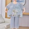Tallas Grandes 3XL-8XL Conjuntos de 2 Piezas de Gasa de Verano Oversize Ropa para Mujer Casual Elegante Holgado Pantalones de Pierna Ancha