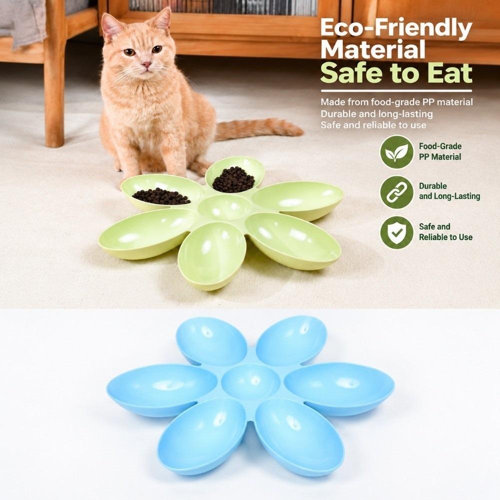 Multi-Compartment Cat Food Bowl 6-Petal Flower Feeding Dish Upgrade Pet Food Bowl  Cat Dog