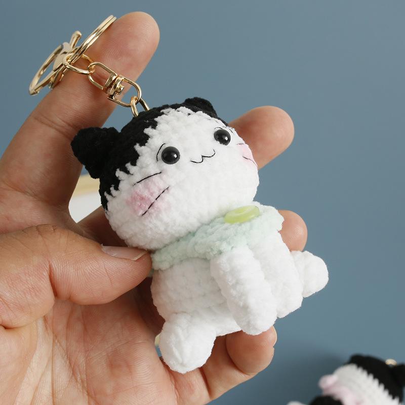Funny Kitten Doll Crochet Keyrings Handmaking Crochet Cat Doll Keychain For Bag Pendant Kawaii Kitten Keychain Creative Gifts