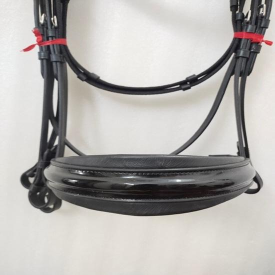 Beautiful Shimmer Patent Dressage Leather Bridle Brow-Band Leather with Padding for Horses .