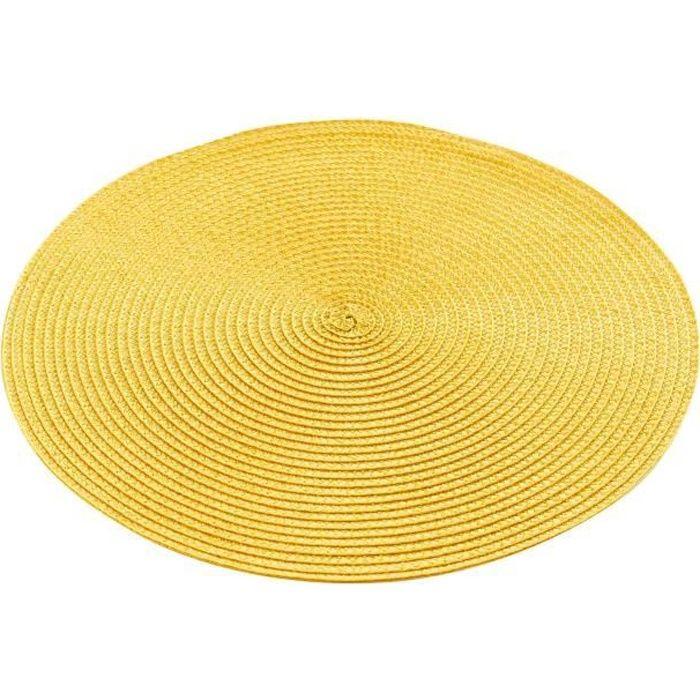 Set De Table - Zebulon - Rond 35cm - Polypropylène - Jaune - Lavable