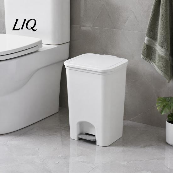 Double Open Lid Wastebasket Pedal Trash Can, with Dual-mode Lid, Easy Access Garbage Modern Bathroom Waste Can Odor-proof Slim Solid Color Basket, for