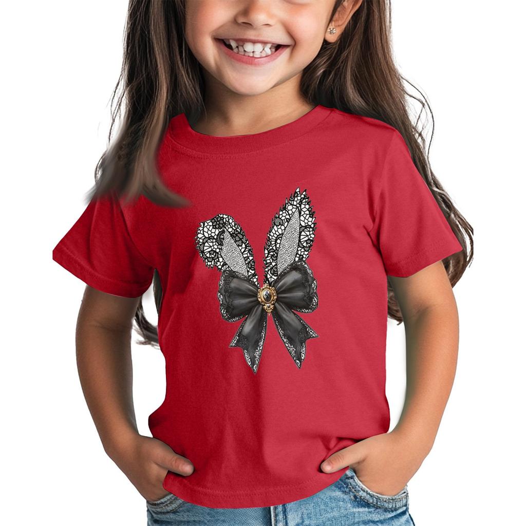 Children's Tops Boys Girls Easter Print Short-sleeved T-shirt Tops Bottoming Shirt