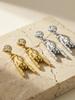 18k Gold-Plated Rock Hand Dangle Earrings with Inlaid Zirconia