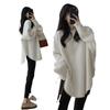 Women's Mid-Length Retro Split Knit Raccoon Velvet Sweater - Autumn/Winter 