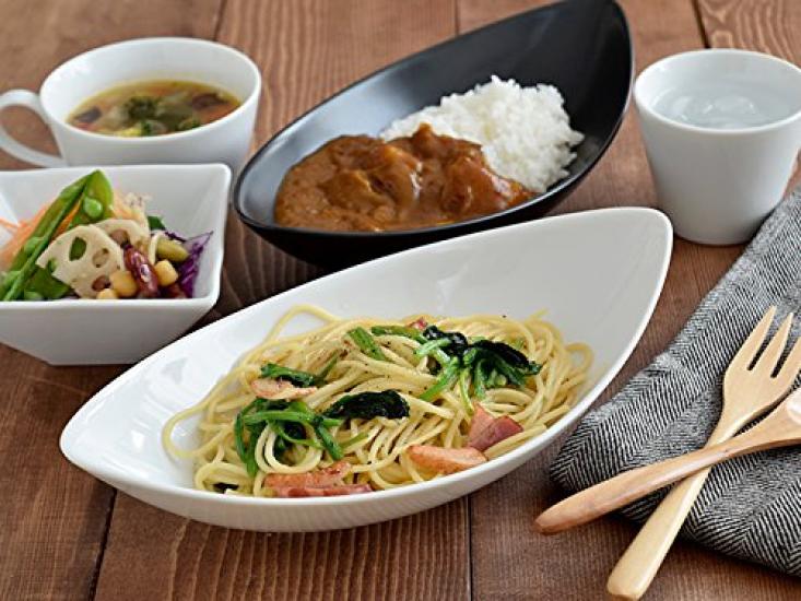 East CAFE Blatt Set Curry Cafe Geschirr Schalen, 27cm, 2, Teller, Geschirr, Westlich (Weiß)